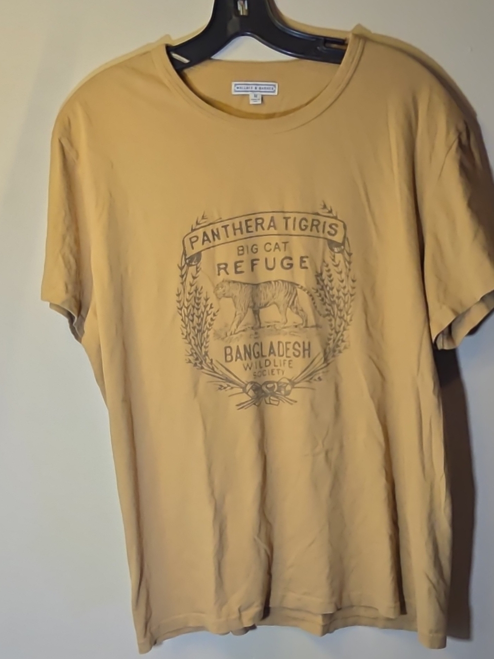 Wallace & Barnes Men’s Tan Tiger Wildlife Graphic Crew Neck T-Shirt Size M